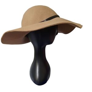 C.C Tan Wide-Brim Hat with Black Band